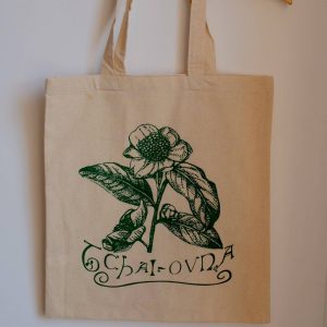 Photo of a Tchai-Ovna branded cloth shopping tote bag